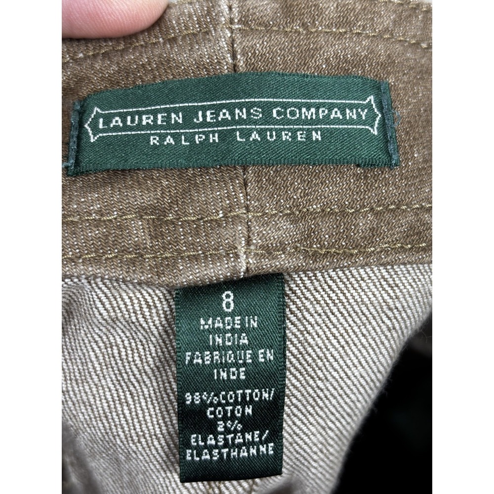 Lauren Ralph Lauren Denim Pencil Skirt 8 Brown Tan Equestrian Chic Classic - Picture 6 of 6